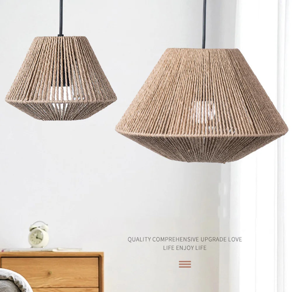 Rattan Ceiling Lamp - Elegant Rattan Ceiling Lamp with Geometric Design for Atmospheric Lighting