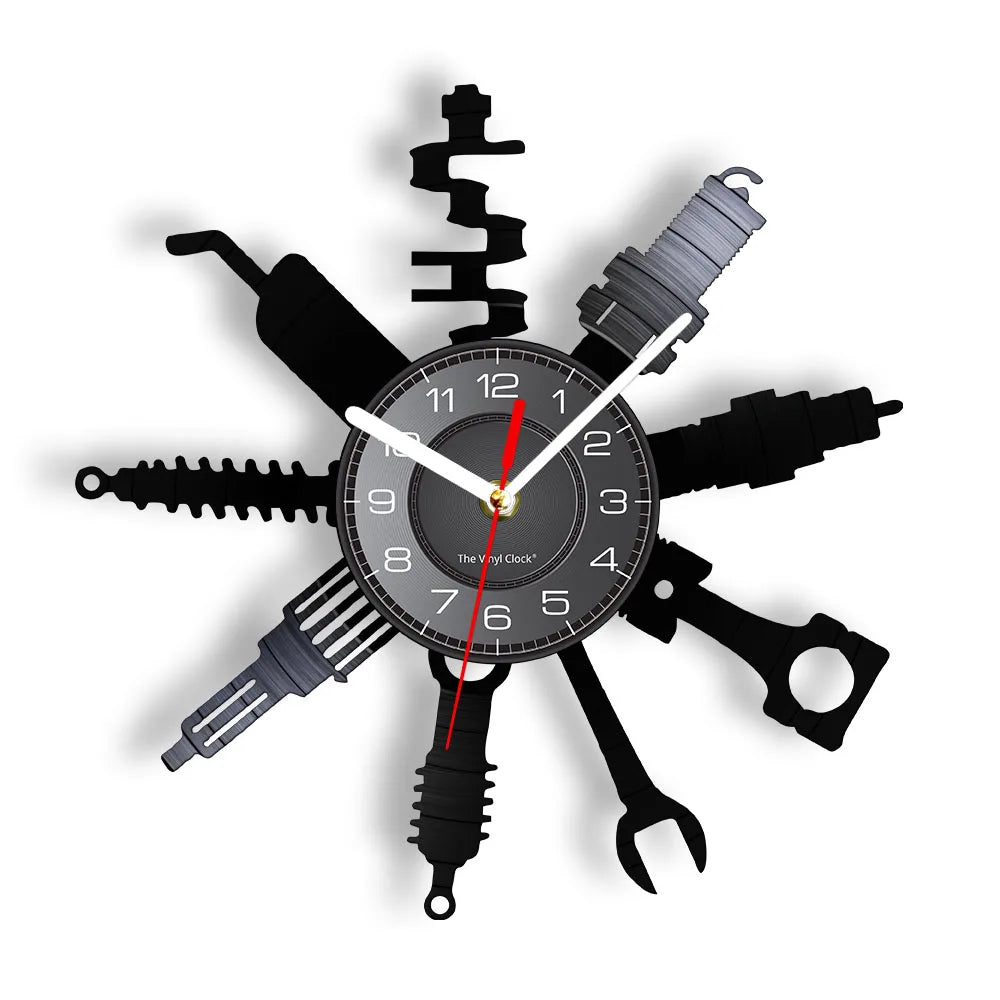 AutoRepair Clock - Modern Garage Vinyl Wall Clock