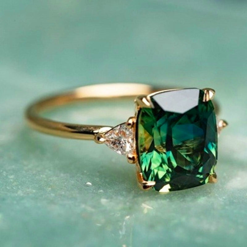Elegant Green Emerald Ring - Elise