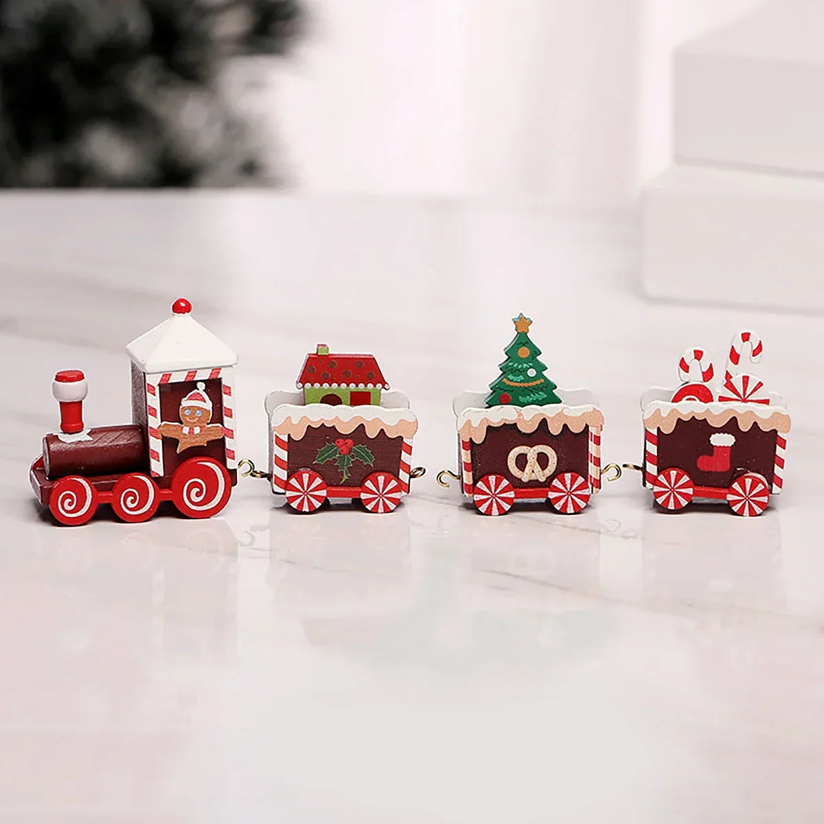 NoelExpress Wooden Christmas Train - Beautiful Wooden Christmas Train Decoration