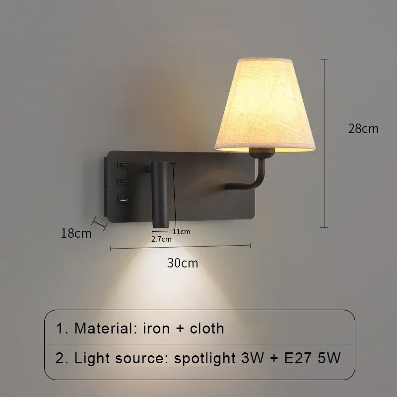 LuminoWall - Minimalist USB Wall Lamp with Reading Light