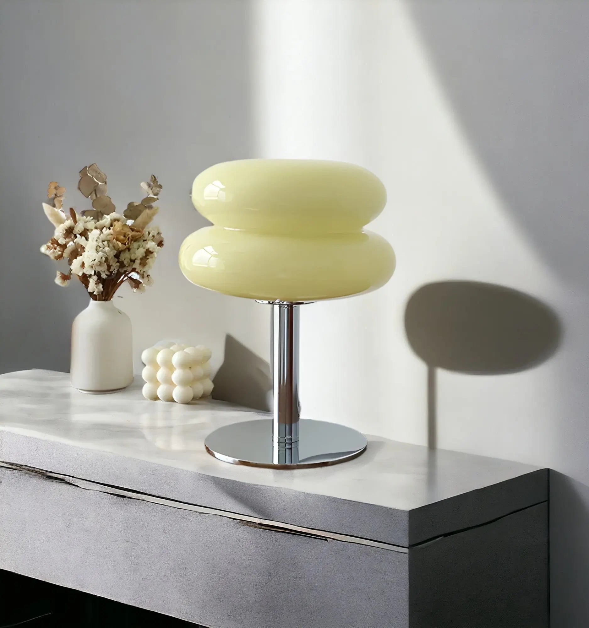 Elegant Macaron Glass Ball Table Lamp with USB - 3 Light Colors