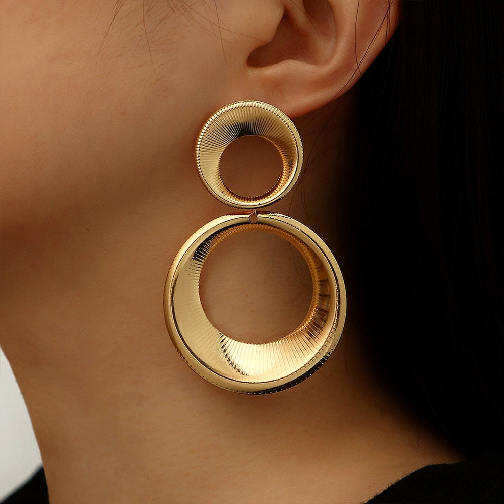 Golden Circle Earrings | Unique Statement Jewelry for a Bold Look