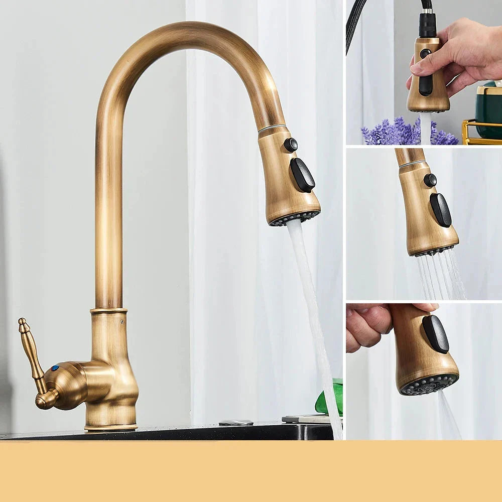 VintageTap – Retro Kitchen Faucet with Brass Finish