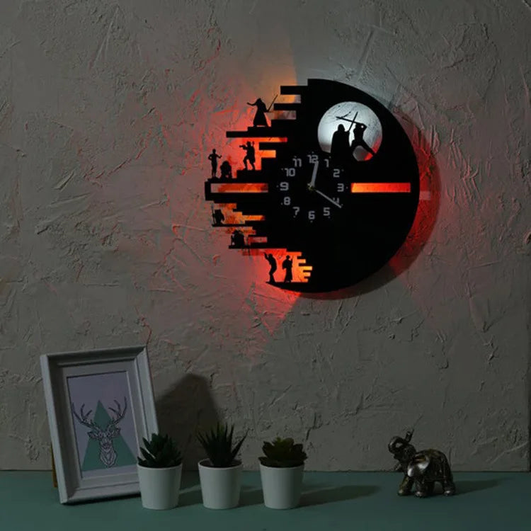 StarWars Vinyl Klocka - LED Väggdekor för Sovrum