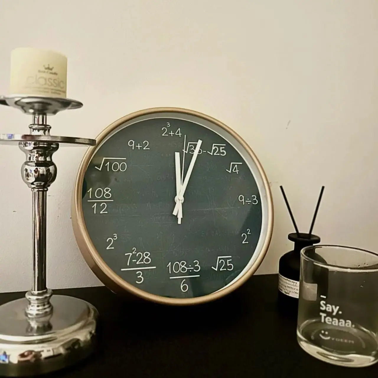 Chalkboard Clock - Mathematical Formulas Wall Decoration
