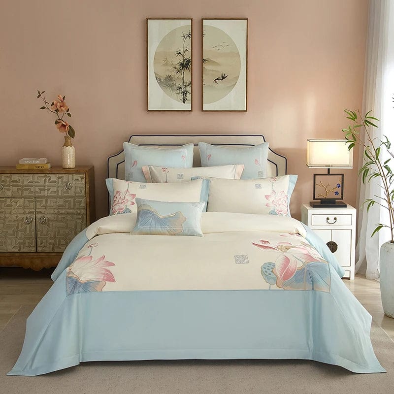 Lotus Blue - Luxury Egyptian Cotton Duvet Set