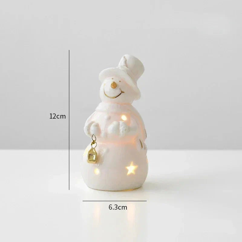 Magisc Christmas Decoration - Illuminated Ceramic Snowman for Party Decoration