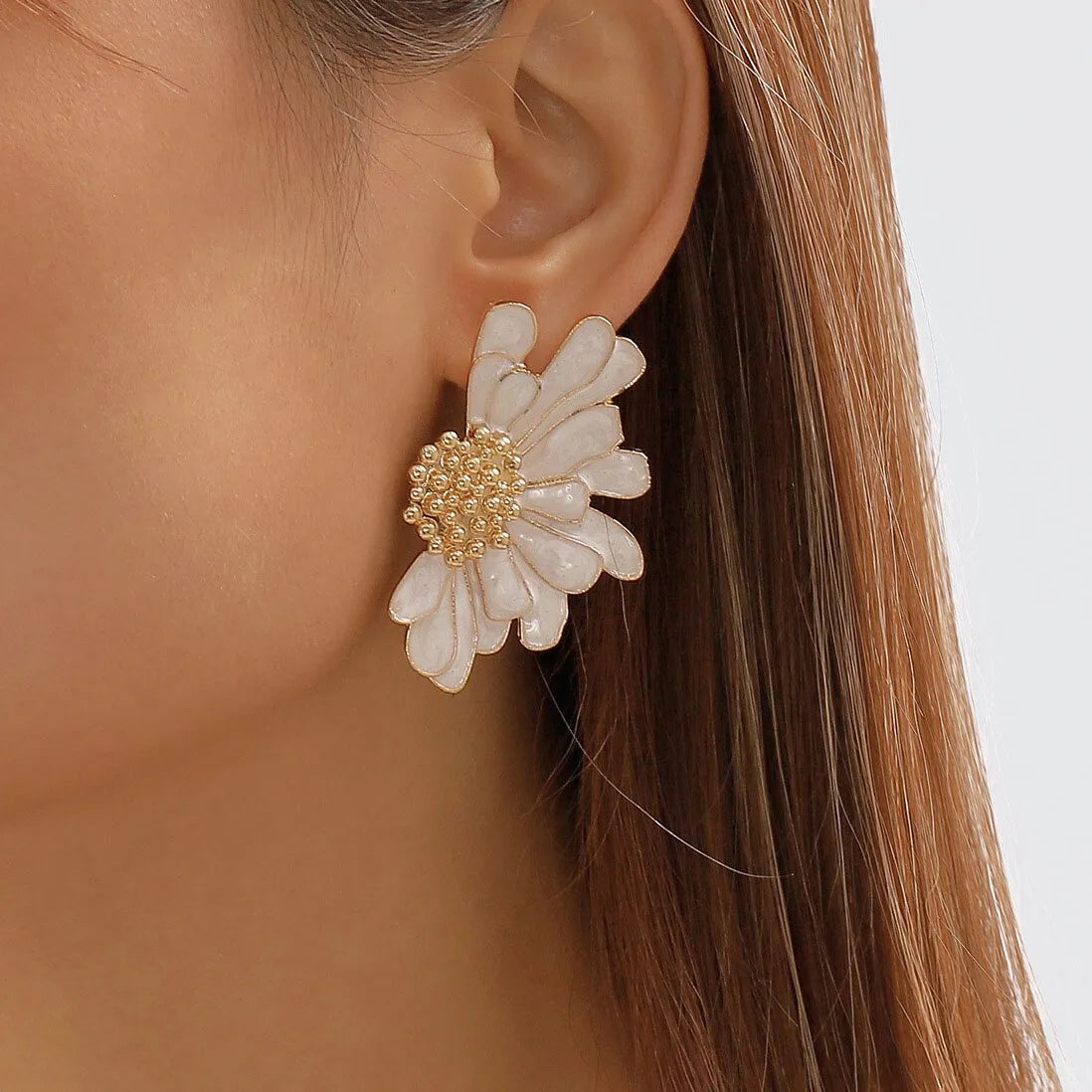 BloomGaze Earrings - Statement Gold Flower Earrings