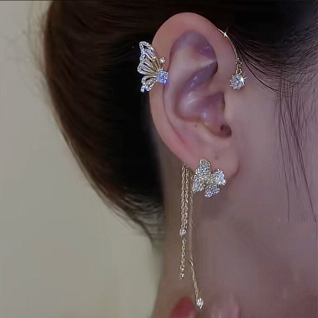 Beautiful Butterfly Earrings with Cuffs