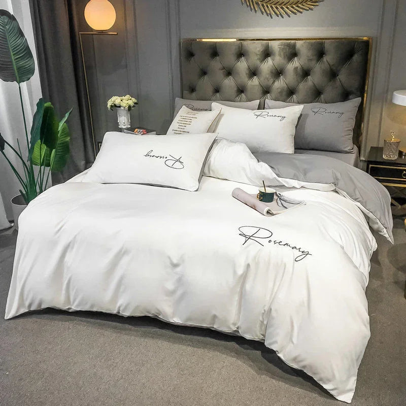 EmbroiLux Bedding - Elegant Luxury Bedspread with Embroidery Design