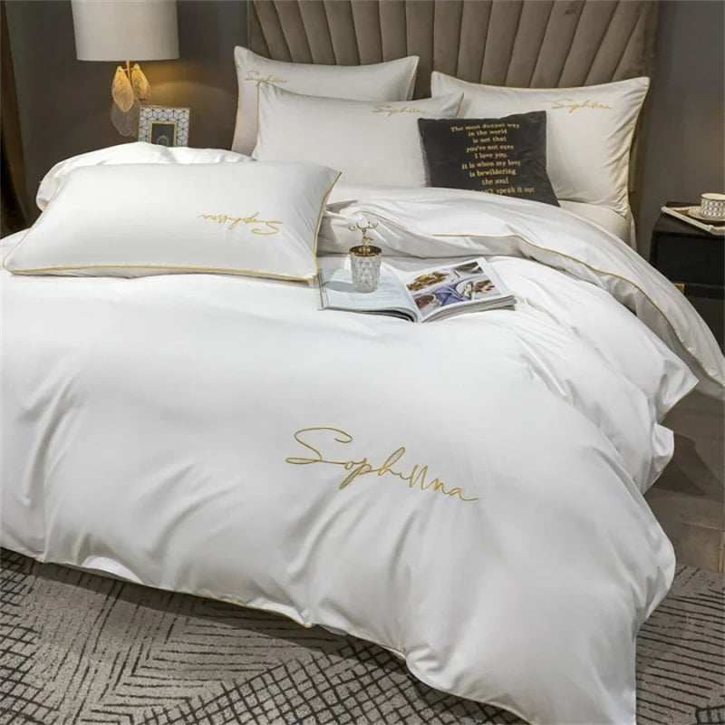 EmbroiLux Bedding - Elegant Luxury Bedspread with Embroidery Design