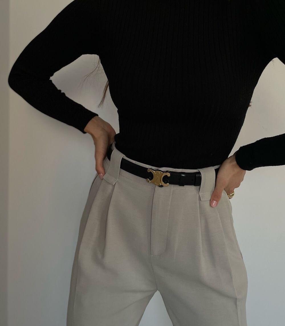 EleganceBelt - Luxurious Leather Belt with Gold Details