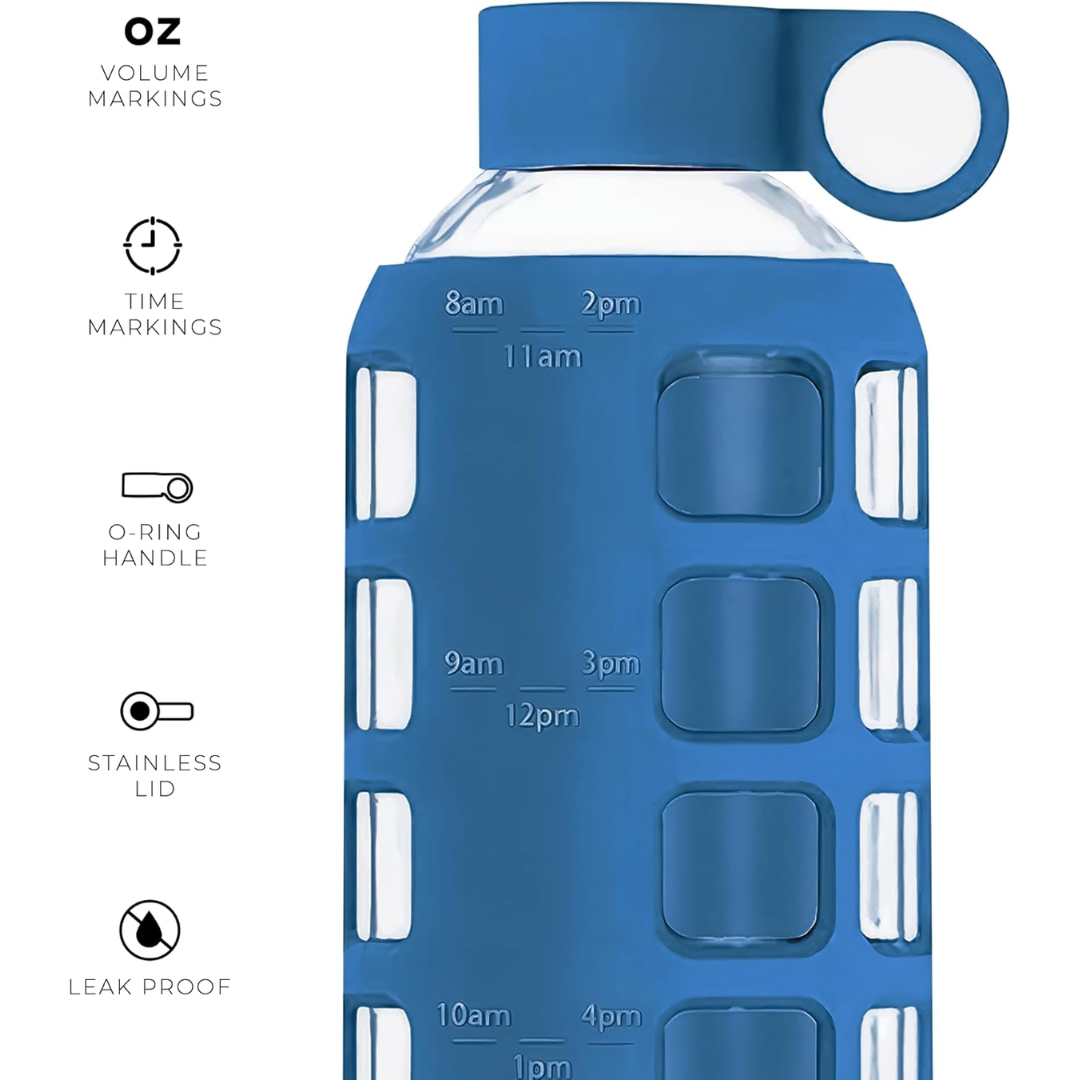 HydraFlow - Glass Drinking Bottle with Time Indicator and Protection