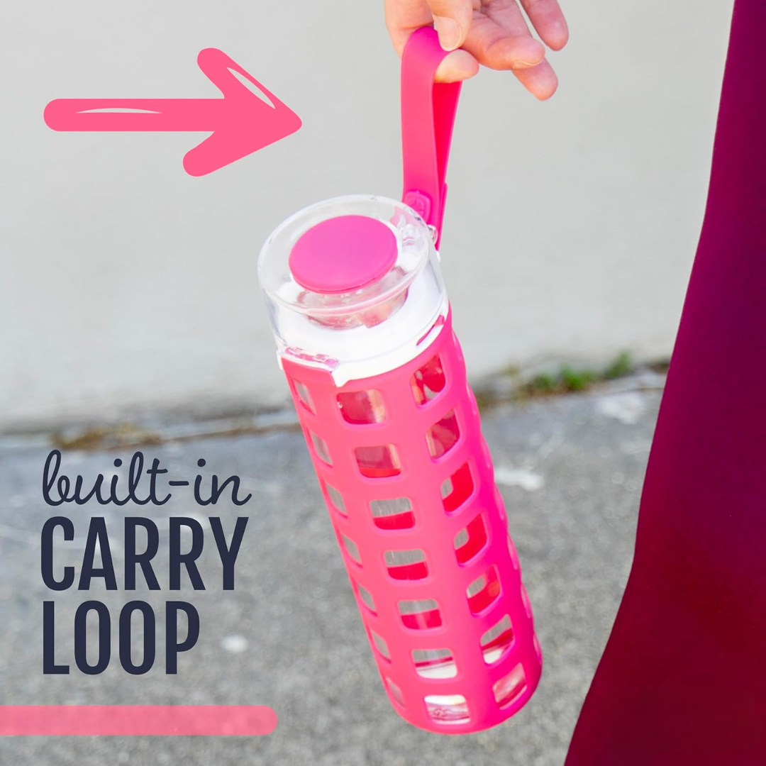PureSip – Sustainable Glass Water Bottle with Fliplock