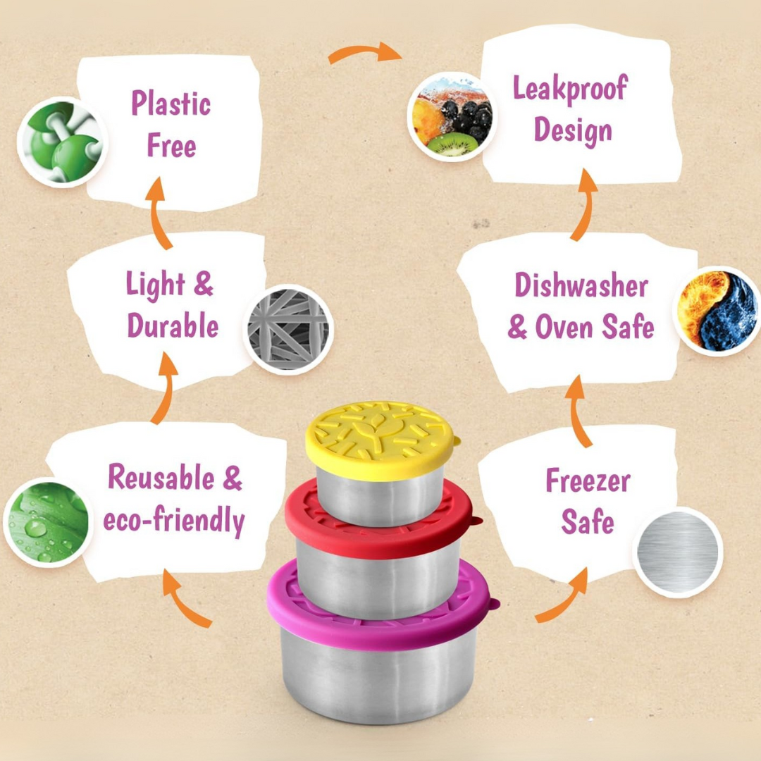 FreshBox Set – RVS Lunch Boxes with Lid