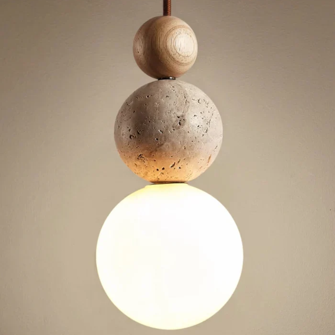 TravertineGlow - Elegant Mahogany Ceiling Lamp for the Home