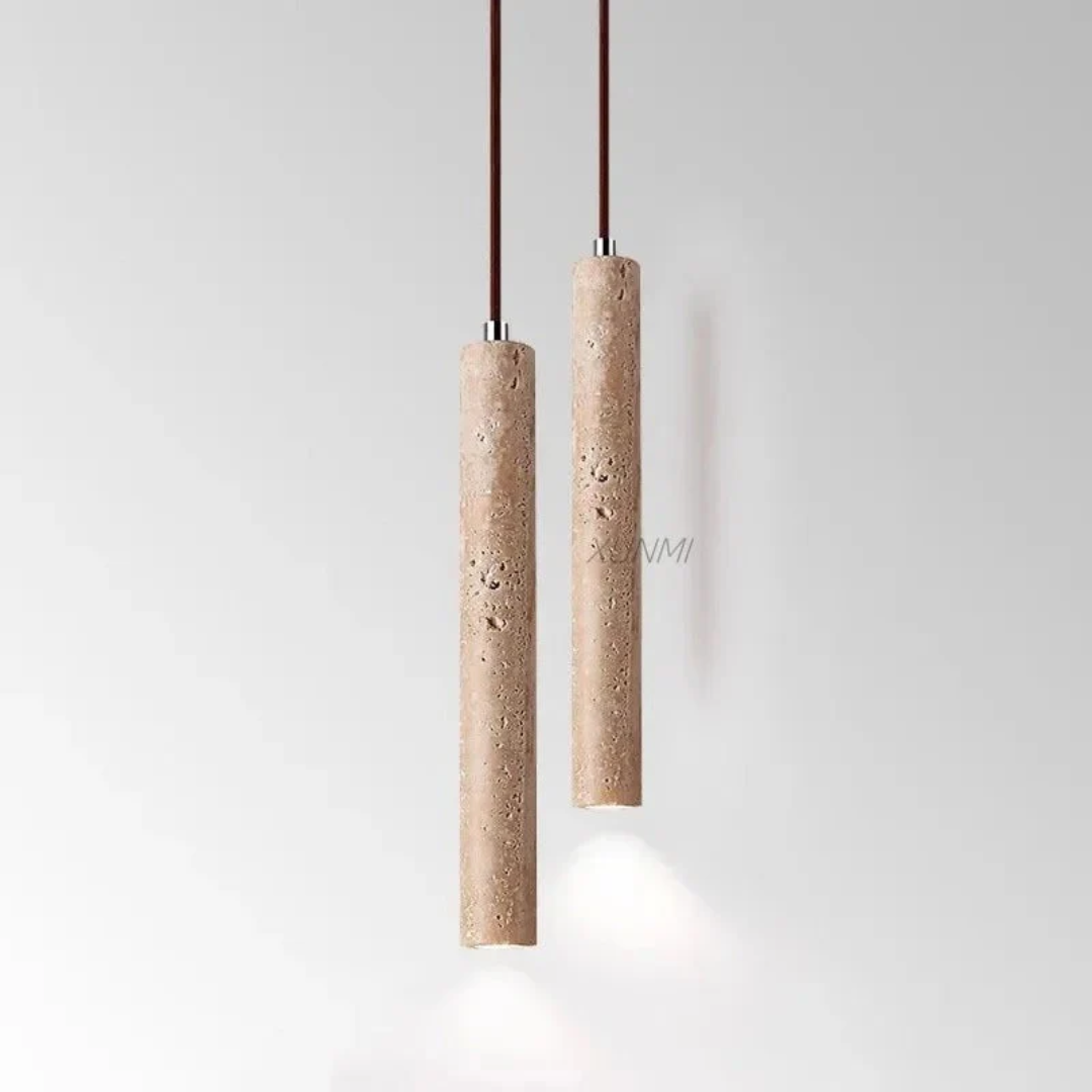 LumoLine – Wabi-Sabi Travertine LED Chrome Light