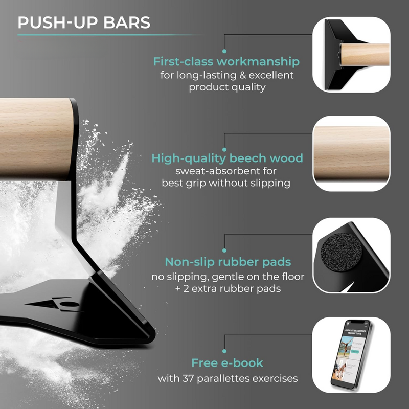PowerGrip - Trä Push-Up Parallettes med Antiglid