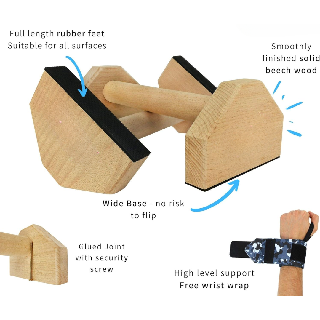 Calisthenics PowerBars – Stable Wooden Push-Up Support