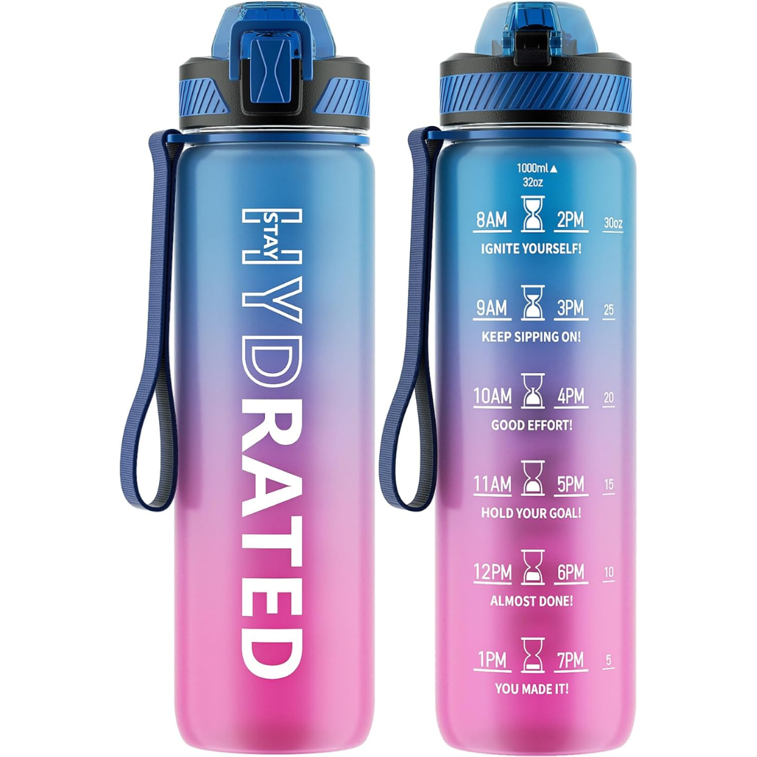 HydraFlow – Motivational Sports Bottle with Straw