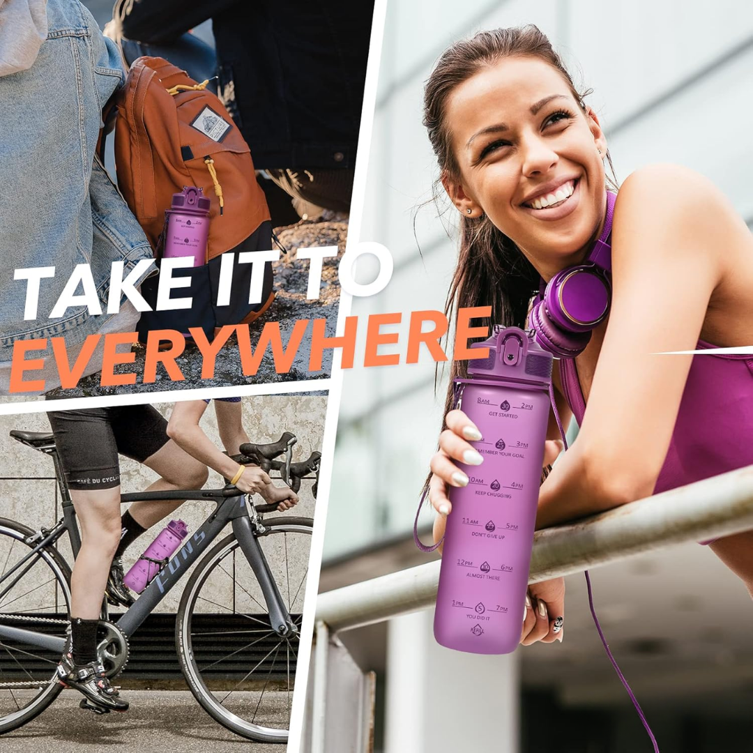 HydraBoost – Trendy Motivational Water Bottle 900ml
