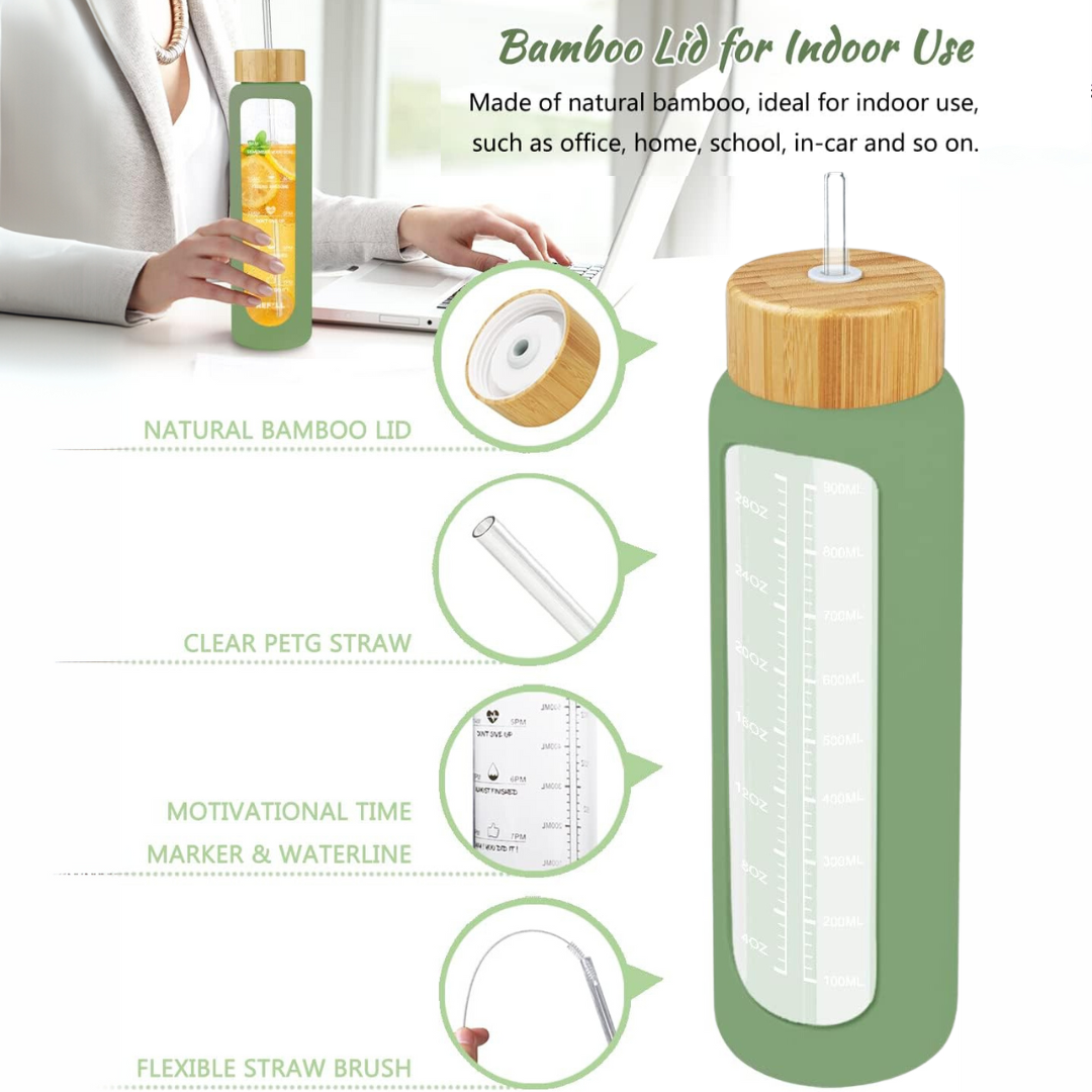 HydraVibe - Reusable Water Bottle with Motivation and Straw