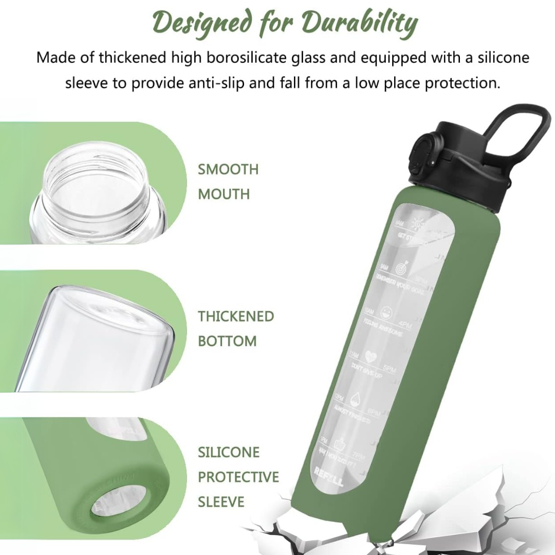 HydraVibe - Reusable Water Bottle with Motivation and Straw