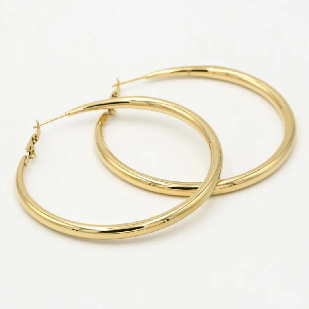Elegant Gold Earrings (60 mm) | Luxurious Accessory for a Stylish Look
