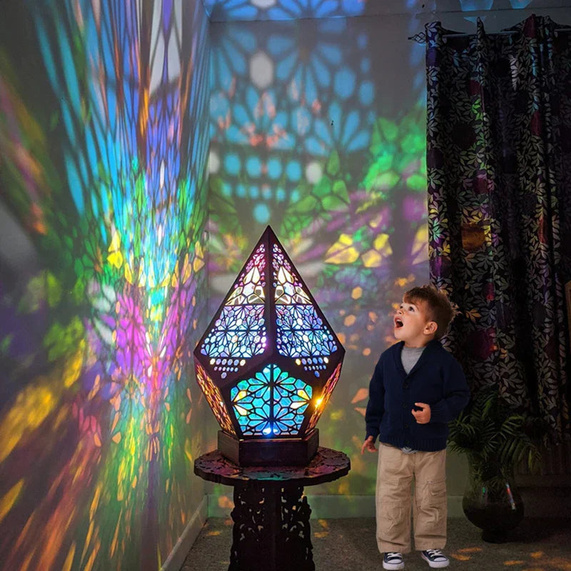 PrismaGlow Holographic LED Projector Lamp - Colorful Mood Lighting 