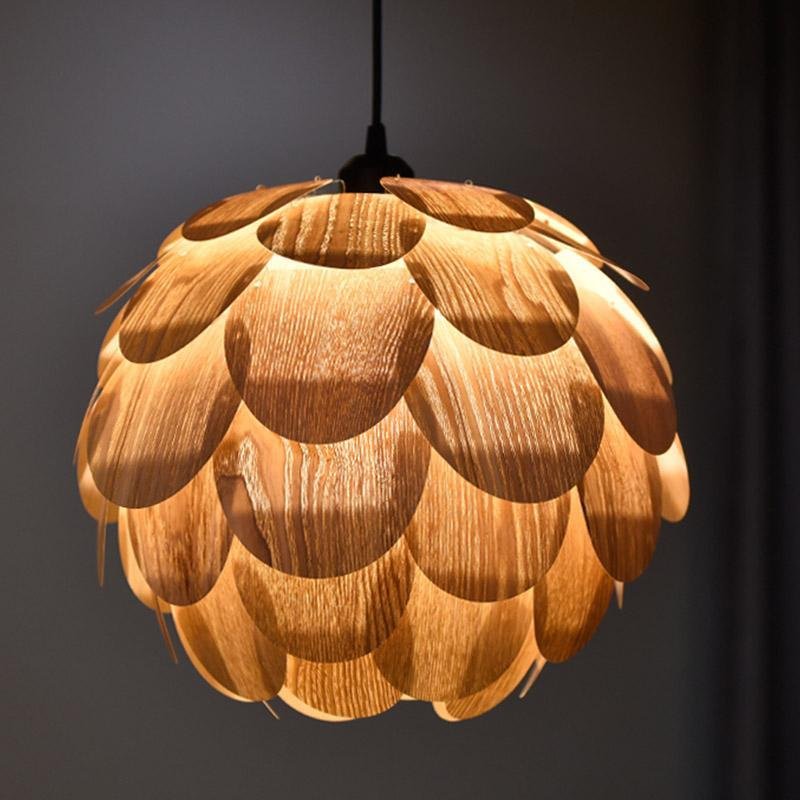 PineappleGlow Hanging Lamp - Luxurious Wooden Hanging Lamp in Pineapple Shape