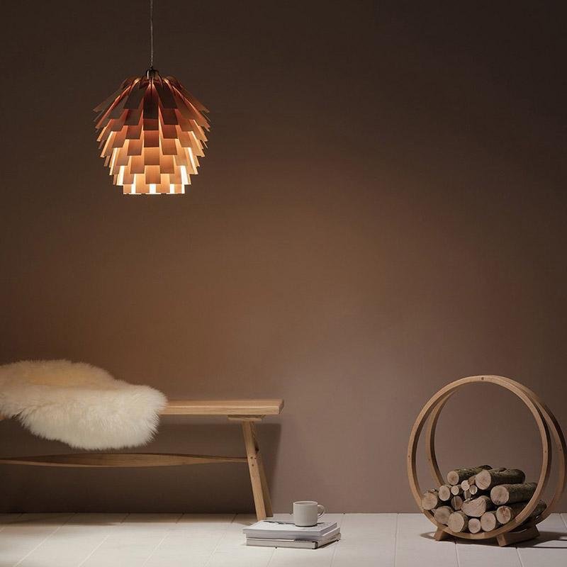 ArtichokeGlow Hanging Lamp - Luxurious Wooden Hanging Lamp with Rustic Charm