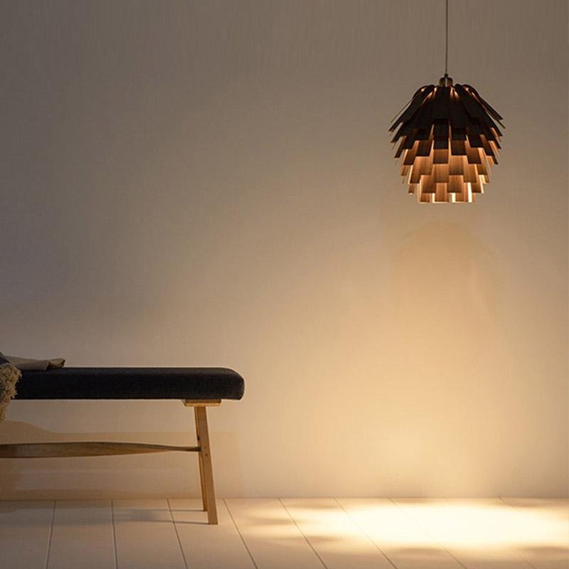 ArtichokeGlow Hanging Lamp - Luxurious Wooden Hanging Lamp with Rustic Charm