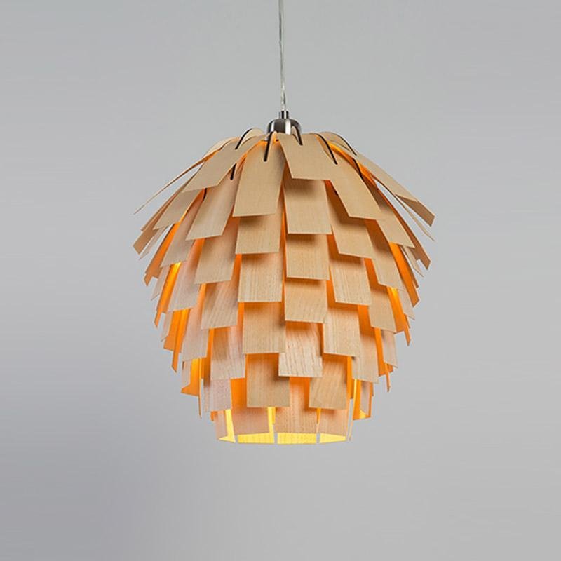 ArtichokeGlow Hanging Lamp - Luxurious Wooden Hanging Lamp with Rustic Charm