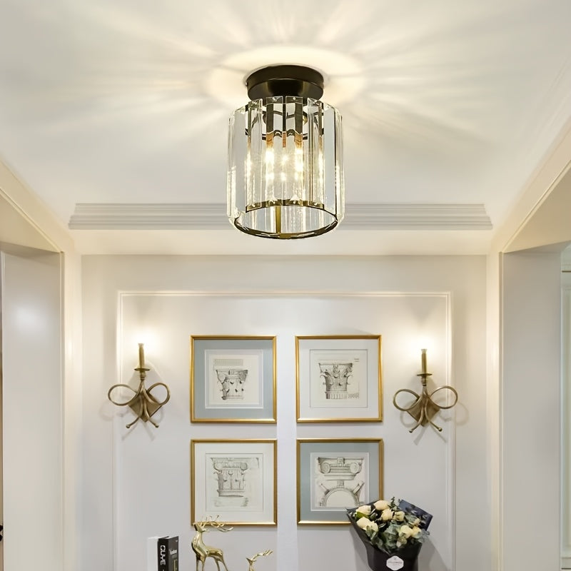 CrystalLuxe – Elegant Black LED Ceiling Lamp with Crystal