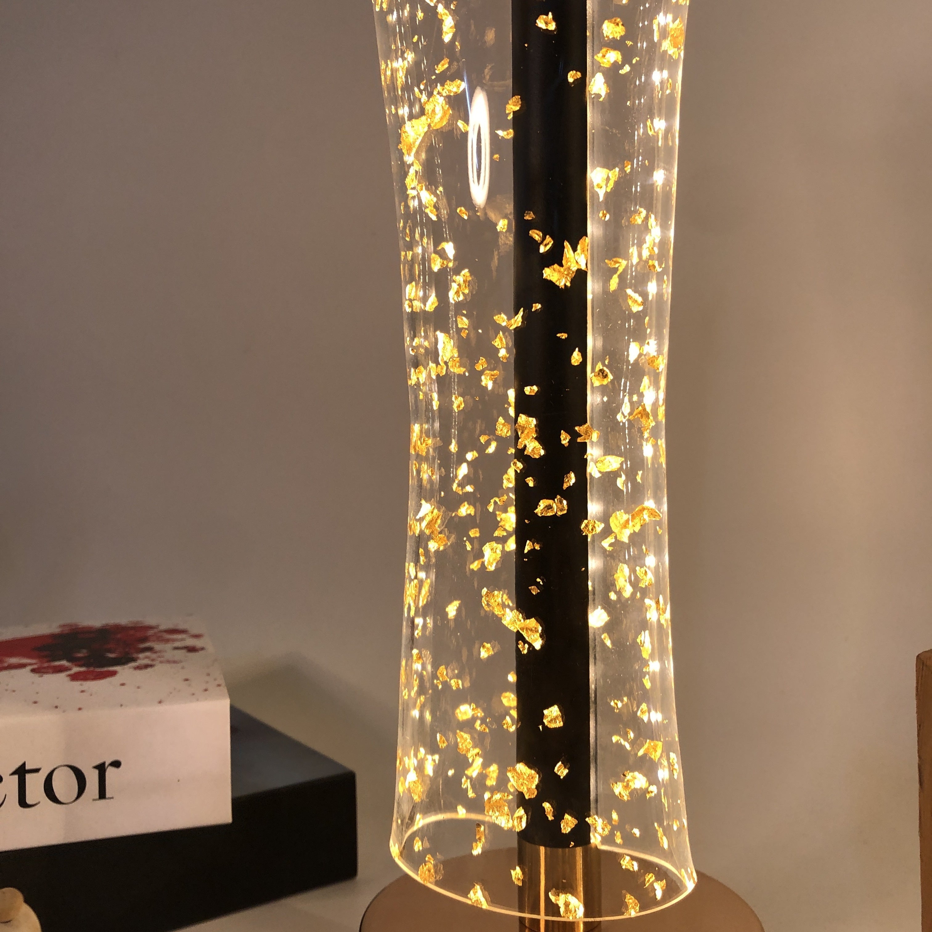 RadiantGlow Lamp - Luxurious Acrylic Table Lamp with Golden Accents