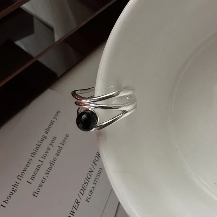 Elegant Arden Black Onyx Multiline Ring