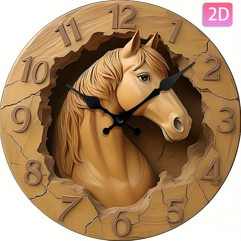 EquineElegance - Luxurious Hanging Wooden Horse Clock