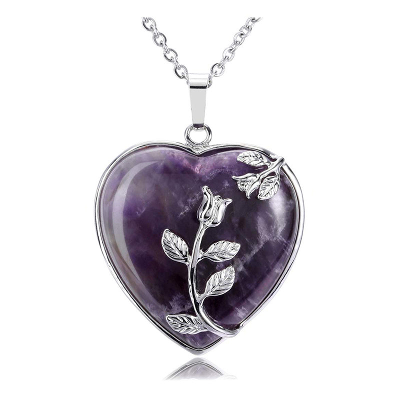 Elegant heart-shaped rose quartz necklace - Amara Collection