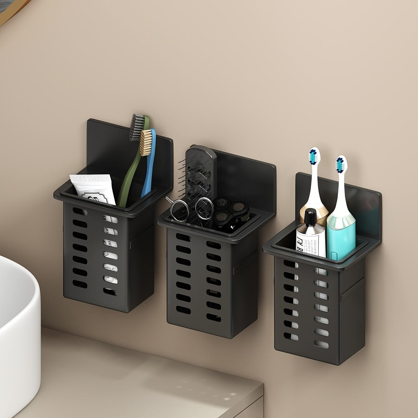 ChicStore - Black Wireless Wall Storage for Beauty Products