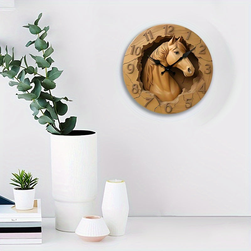 EquineElegance - Luxurious Hanging Wooden Horse Clock