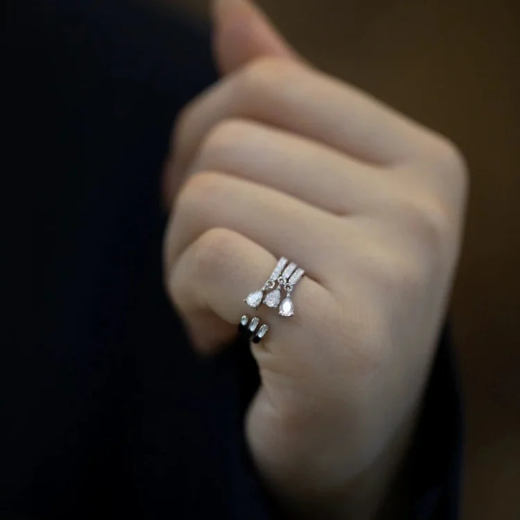 Elegant Adjustable Water Drop Ring - Isaline Collection