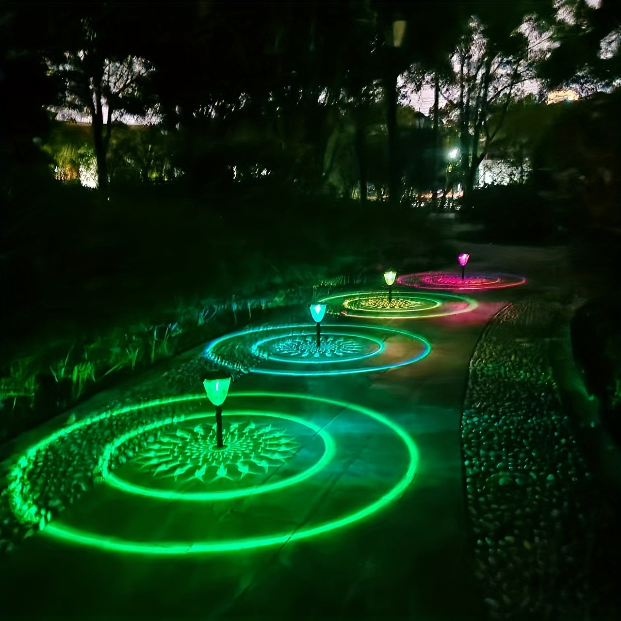 SolarGlow Lights – Set of 4 Colorful Outdoor Garden Lights