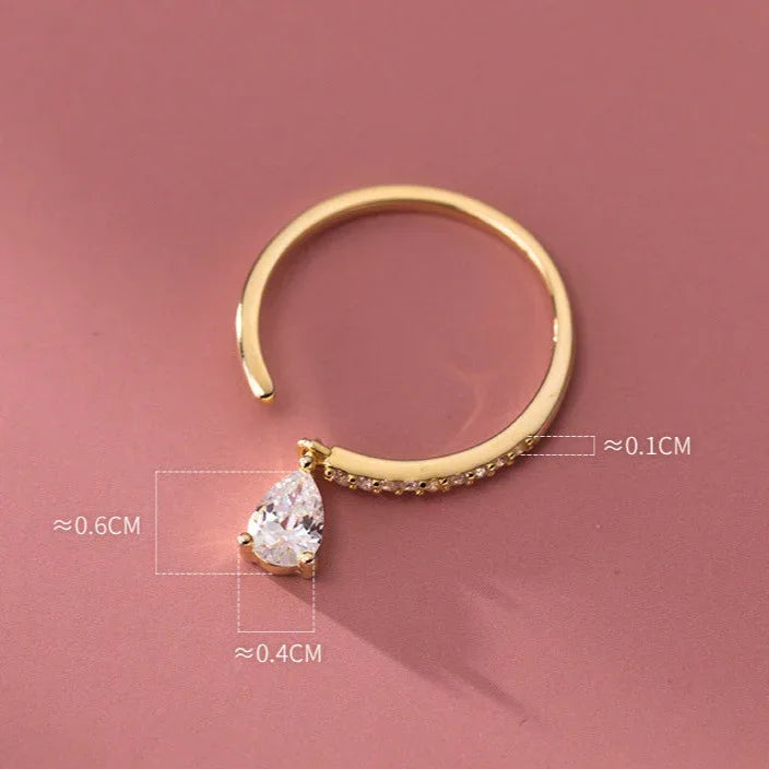 Elegant Adjustable Water Drop Ring - Isaline Collection