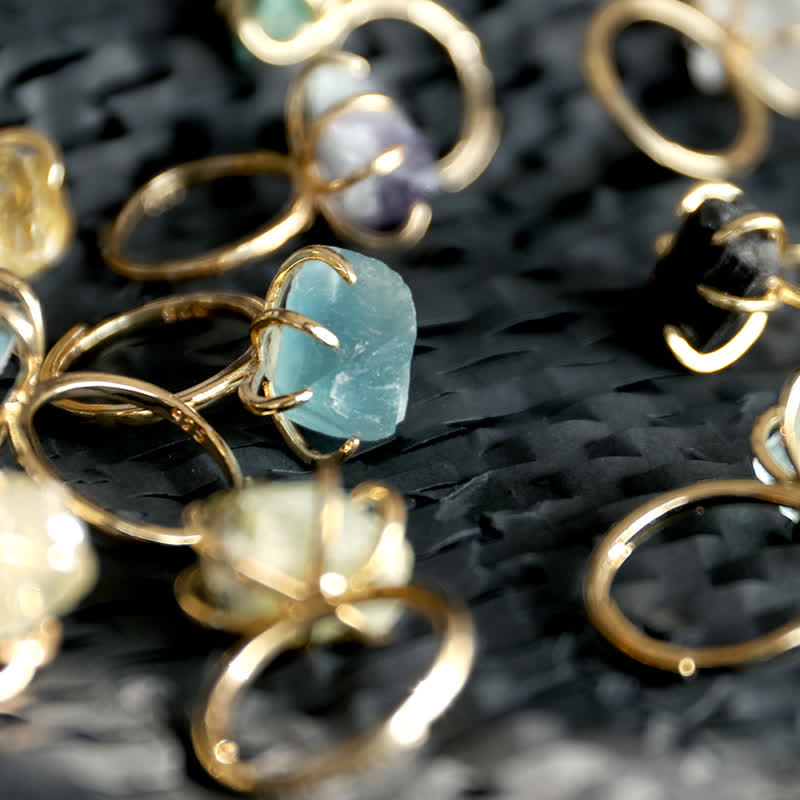 Liora Adjustable Natural Crystal Ring with Six Claws