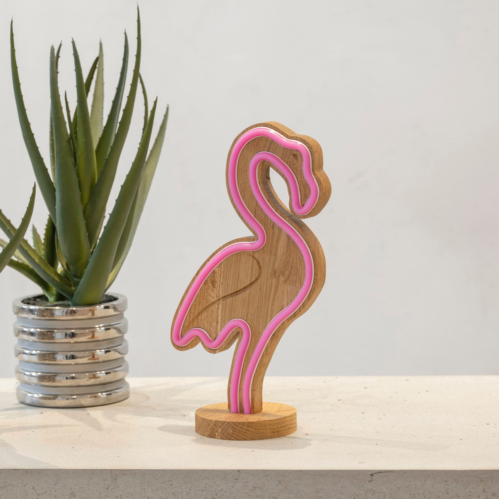 TropicalGlow - Wooden Neon Lamp with IR Remote Control