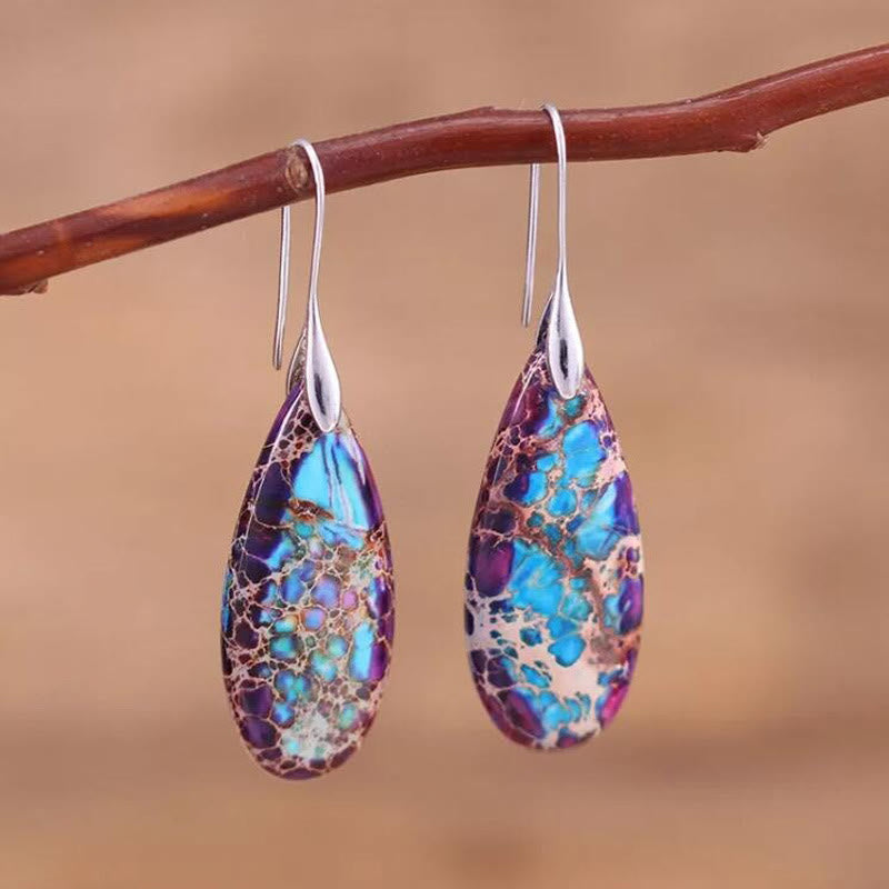 Elegant Teardrop-Shaped Imperial Stone Earrings - Amara Collection