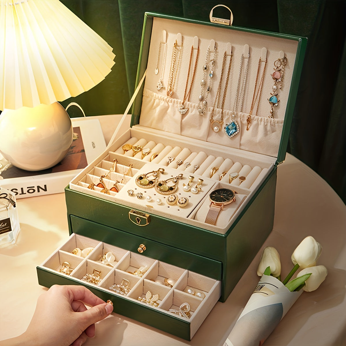 Elegance - Luxurious Jewelry Organizer in High Quality Leather