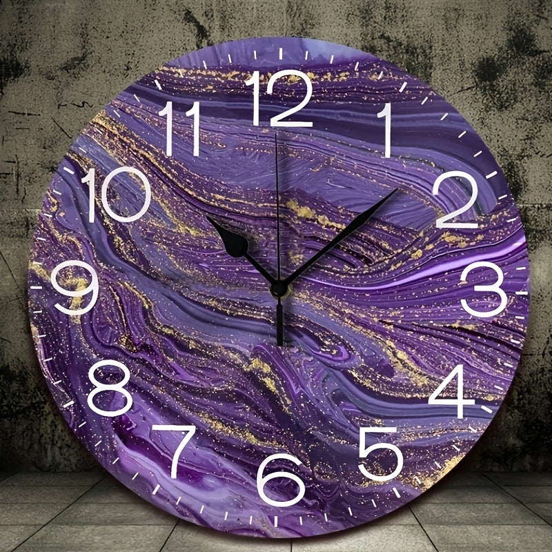 VioletGlow Clock - Abstract Wall Clock with Golden Details