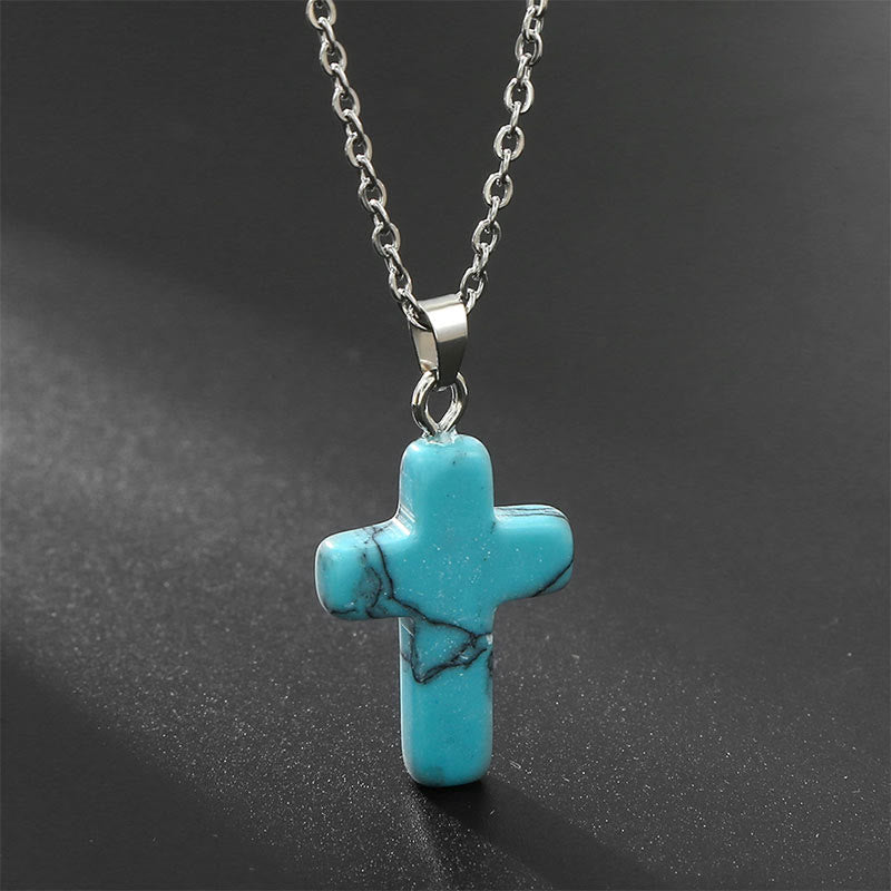 Seraphina Natural Gemstone Cross Necklace - A Spiritual Jewelry Experience